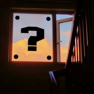 mario question block window sticker