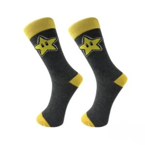 black and yellow mario star socks