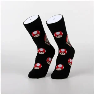 mario and mushroom black socks