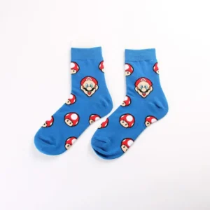 mario and mushroom blue socks