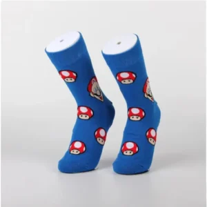 mario and mushroom blue socks