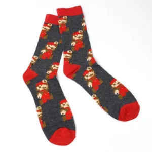mario grey and red socks