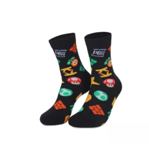 mario power ups socks black