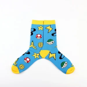 mario power ups yellow and blue socks