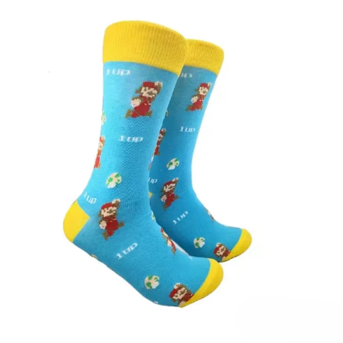 Super Mario Bros Blue And Yellow Socks super mario bros blue and yellow socks