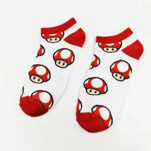 white and red mario mushroom socks